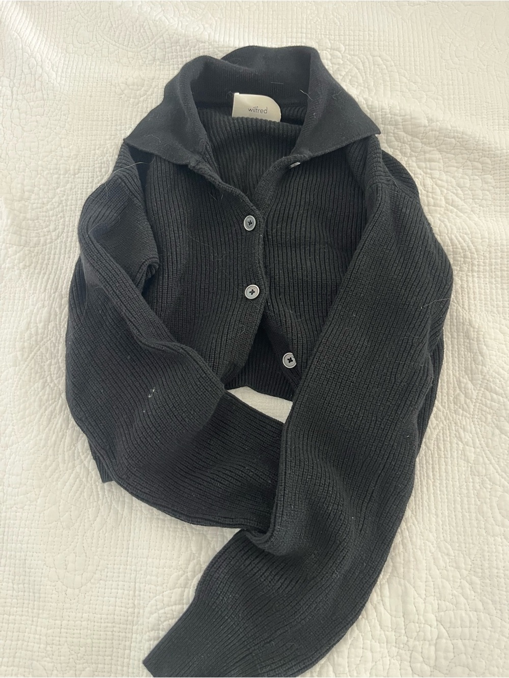 Wilfred Black Ribbed Button-Front Cardigan - Picture 2 of 2